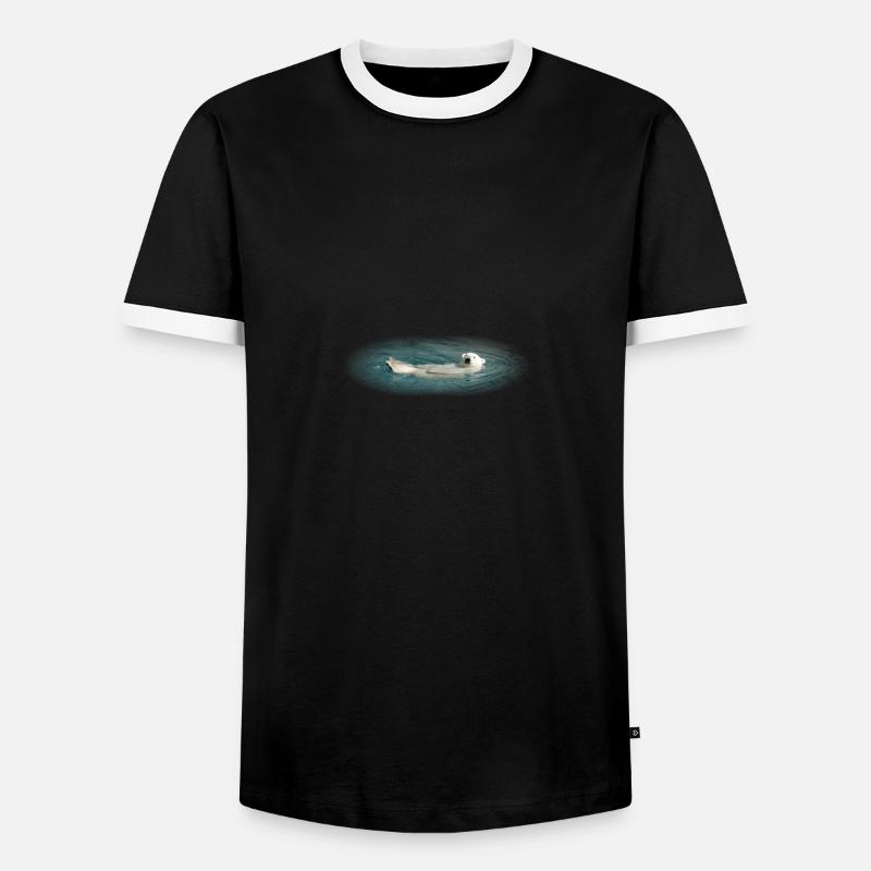 Badender Eisbär - Männer Kontrast-T-Shirt - Schwarz/Weiß
