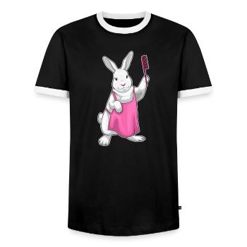 Peigne de coiffeur Bunny - T-shirt contrasté Homme - noir/blanc - Devant - AI Model Female 172 light (172cm) & AI Model Male 178 light (178cm)
