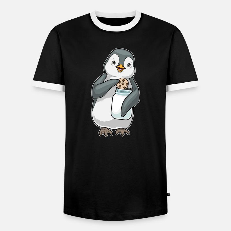 Pinguin Cookie - Männer Kontrast-T-Shirt - Schwarz/Weiß