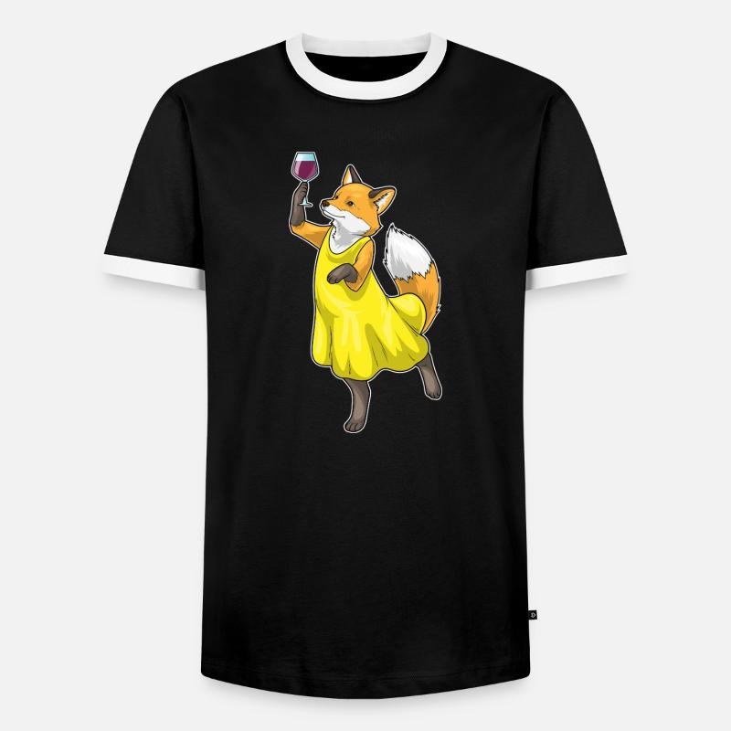 Fuchs Rotwein - Männer Kontrast-T-Shirt - Schwarz/Weiß