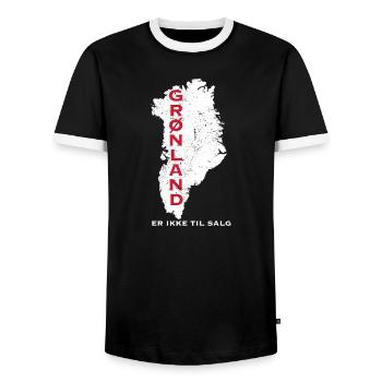 Grönlandkarte: Nicht zum Verkauf - Männer Kontrast-T-Shirt - Schwarz/Weiß - Vorne - AI Model Female 172 light (172cm) & AI Model Male 178 light (178cm)