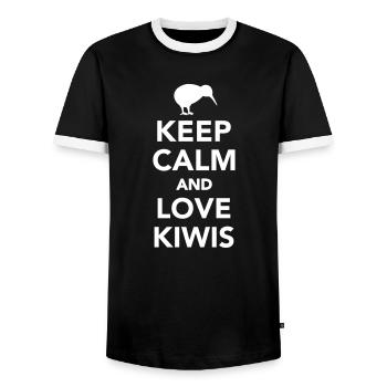 Kiwi - Männer Kontrast-T-Shirt - Schwarz/Weiß - Vorne - AI Model Female 172 light (172cm) & AI Model Male 178 light (178cm)