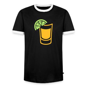 Tequila - Men's Ringer Shirt - black/white - Front - AI Model Female 172 light (172cm) & AI Model Male 178 light (178cm)
