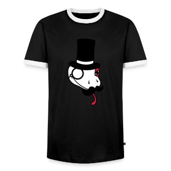 tête monsieur monsieur messieurs cylindre riche monocle bri - T-shirt contrasté Homme - noir/blanc - Devant - AI Model Female 172 light (172cm) & AI Model Male 178 light (178cm)
