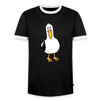 curious moeve funny beach - Men's Ringer Shirt - black/white - Front - AI Model Female 172 light (172cm) & AI Model Male 178 light (178cm)