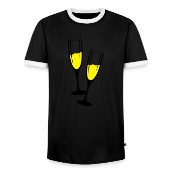 sekt glaeser anstossen - Männer Kontrast-T-Shirt - Schwarz/Weiß - Vorne - AI Model Female 172 light (172cm) & AI Model Male 178 light (178cm)