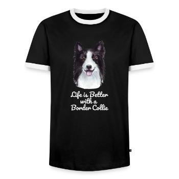 Border Collie - Männer Kontrast-T-Shirt - Schwarz/Weiß - Vorne - AI Model Female 172 light (172cm) & AI Model Male 178 light (178cm)