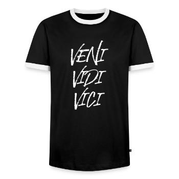 veni vedi vici latin success successful Caesar - Men's Ringer Shirt - black/white - Front - AI Model Female 172 light (172cm) & AI Model Male 178 light (178cm)