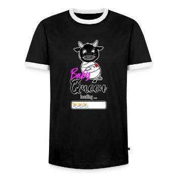 Vache d'herens, eringer, baby queen loading... - T-shirt contrasté Homme - noir/blanc - Devant - AI Model Female 172 light (172cm) & AI Model Male 178 light (178cm)