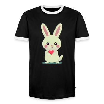 Lapin de cœur - T-shirt contrasté Homme - noir/blanc - Devant - AI Model Female 172 light (172cm) & AI Model Male 178 light (178cm)
