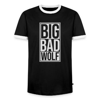 Citation du Grand Méchant Loup - T-shirt contrasté Homme - noir/blanc - Devant - AI Model Female 172 light (172cm) & AI Model Male 178 light (178cm)