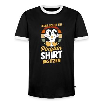Pinguin - Männer Kontrast-T-Shirt - Schwarz/Weiß - Vorne - AI Model Female 172 light (172cm) & AI Model Male 178 light (178cm)