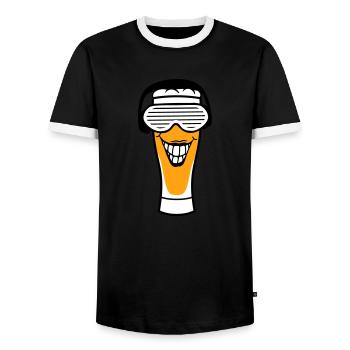 Fête Bière Casque Verre d’alcool Boisson - T-shirt contrasté Homme - noir/blanc - Devant - AI Model Female 172 light (172cm) & AI Model Male 178 light (178cm)