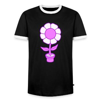Kleine Hübsche Glückliche Pinke Blume Blumentopf - Männer Kontrast-T-Shirt - Schwarz/Weiß - Vorne - AI Model Female 172 light (172cm) & AI Model Male 178 light (178cm)