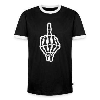 Skelett Mittelfinger Hand - Männer Kontrast-T-Shirt - Schwarz/Weiß - Vorne - AI Model Female 172 light (172cm) & AI Model Male 178 light (178cm)