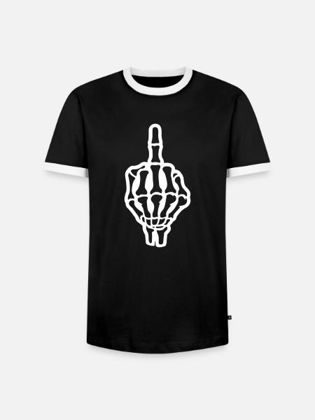 Skeleton Middle Finger Hand - Men's Ringer Shirt - black/white