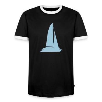 blue boat - Men's Ringer Shirt - black/white - Front - AI Model Female 172 light (172cm) & AI Model Male 178 light (178cm)