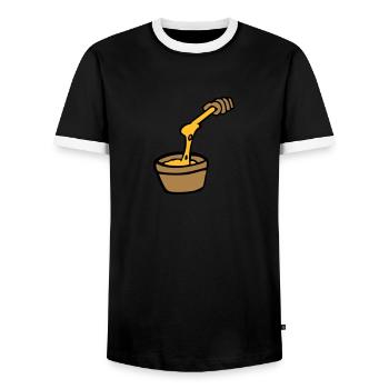 aligot fromage fondue cuisine française Cantal - T-shirt contrasté Homme - noir/blanc - Devant - AI Model Female 172 light (172cm) & AI Model Male 178 light (178cm)