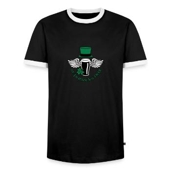 st_patricks_beer - Men's Ringer Shirt - black/white - Front - AI Model Female 172 light (172cm) & AI Model Male 178 light (178cm)