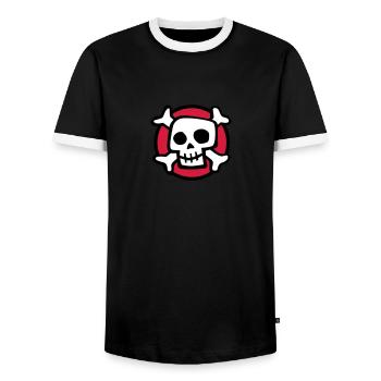 comic_skull_072011_a_3c - T-shirt contrasté Homme - noir/blanc - Devant - AI Model Female 172 light (172cm) & AI Model Male 178 light (178cm)