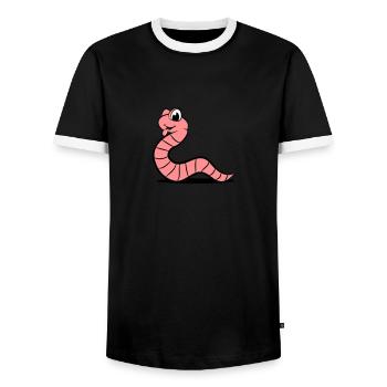 Witty worm tongue - Men's Ringer Shirt - black/white - Front - AI Model Female 172 light (172cm) & AI Model Male 178 light (178cm)