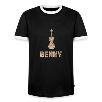 Benny as viola - Men's Ringer Shirt - black/white - Front - AI Model Female 172 light (172cm) & AI Model Male 178 light (178cm)