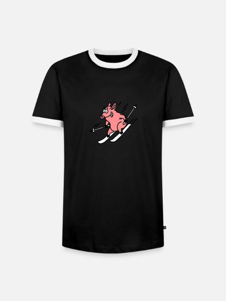 pistensau_02_c_3c - Männer Kontrast-T-Shirt - Schwarz/Weiß