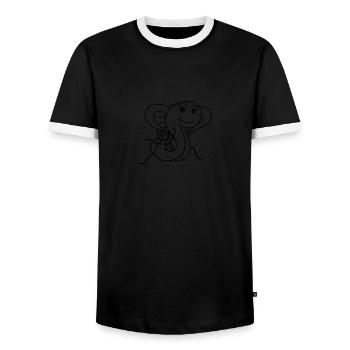 constrictor strangling young human being man cobra - Men's Ringer Shirt - black/white - Front - AI Model Female 172 light (172cm) & AI Model Male 178 light (178cm)