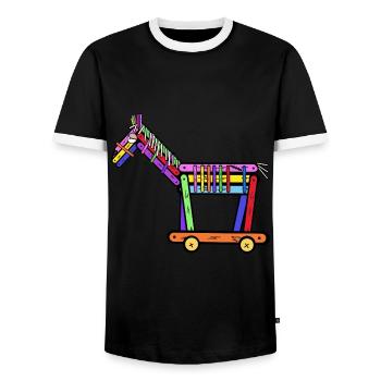 Horse Horses Pony Child Kids Christmas Gift - Men's Ringer Shirt - black/white - Front - AI Model Female 172 light (172cm) & AI Model Male 178 light (178cm)