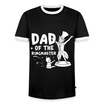 Circus Birthday Party Papa Theme Ringmaster - Men's Ringer Shirt - black/white - Front - AI Model Female 172 light (172cm) & AI Model Male 178 light (178cm)