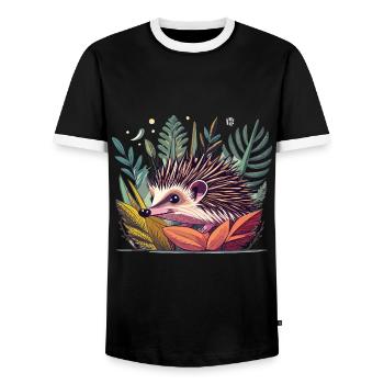 Cute hedgehog in its natural habitat - Men's Ringer Shirt - black/white - Front - AI Model Female 172 light (172cm) & AI Model Male 178 light (178cm)