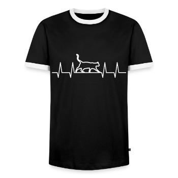 Battements de coeur Chat - T-shirt contrasté Homme - noir/blanc - Devant - AI Model Female 172 light (172cm) & AI Model Male 178 light (178cm)