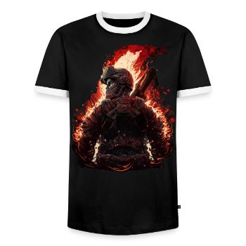 Feuerwehrmann unter Feuer - Männer Kontrast-T-Shirt - Schwarz/Weiß - Vorne - AI Model Female 172 light (172cm) & AI Model Male 178 light (178cm)