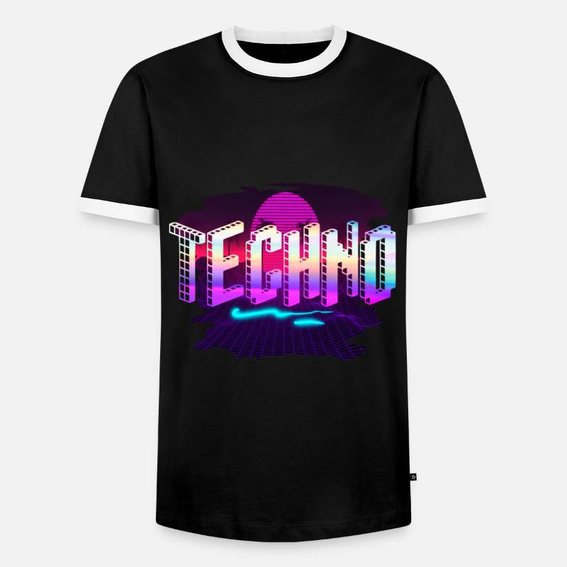 Techno - Männer Kontrast-T-Shirt - Schwarz/Weiß