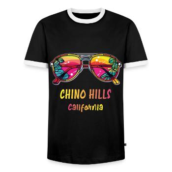 Chino Hills Kalifornien - Bunte Sonnenbrille - Männer Kontrast-T-Shirt - Schwarz/Weiß - Vorne - AI Model Female 172 light (172cm) & AI Model Male 178 light (178cm)
