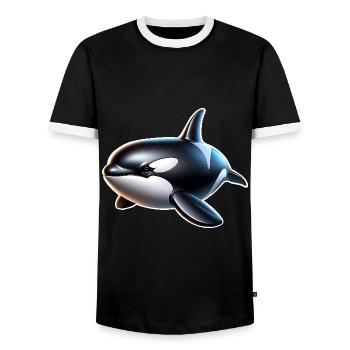 Orque Épaulard - T-shirt contrasté Homme - noir/blanc - Devant - AI Model Female 172 light (172cm) & AI Model Male 178 light (178cm)