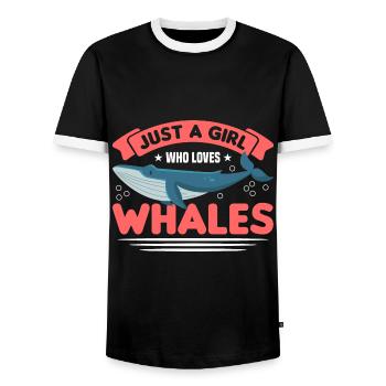 Whale Watching Whale Watching Orca Blue Whale - Men's Ringer Shirt - black/white - Front - AI Model Female 172 light (172cm) & AI Model Male 178 light (178cm)