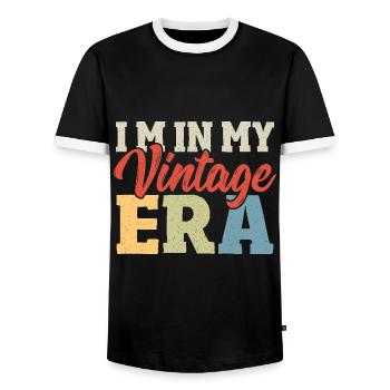 I M in My Vintage Era - Männer Kontrast-T-Shirt - Schwarz/Weiß - Vorne - AI Model Female 172 light (172cm) & AI Model Male 178 light (178cm)