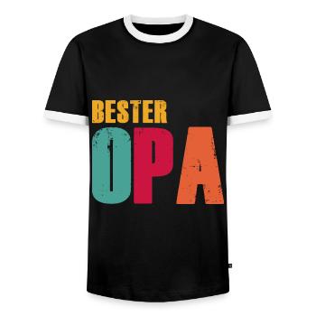 Großvater - Männer Kontrast-T-Shirt - Schwarz/Weiß - Vorne - AI Model Female 172 light (172cm) & AI Model Male 178 light (178cm)