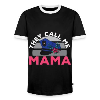 Ils m’appellent Maman Policier Application de la Loi - T-shirt contrasté Homme - noir/blanc - Devant - AI Model Female 172 light (172cm) & AI Model Male 178 light (178cm)