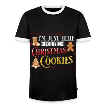 Christmas Cookies Biscuit Baking Christmas biscuits - Men's Ringer Shirt - black/white - Front - AI Model Female 172 light (172cm) & AI Model Male 178 light (178cm)