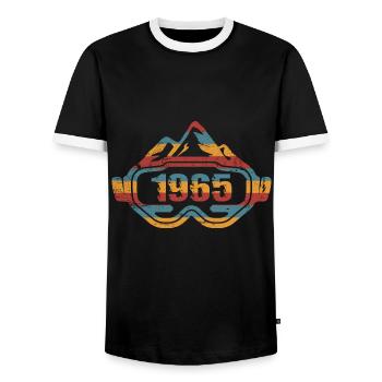 1965 Ski Skifahrer Skifahrerin Baujahr Geburtstag - Männer Kontrast-T-Shirt - Schwarz/Weiß - Vorne - AI Model Female 172 light (172cm) & AI Model Male 178 light (178cm)
