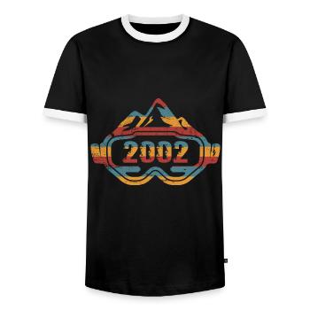 Skifahrer Skibrille Skifahren 2002 Geburtstag - Männer Kontrast-T-Shirt - Schwarz/Weiß - Vorne - AI Model Female 172 light (172cm) & AI Model Male 178 light (178cm)