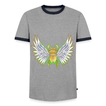 insects animals - Men's Ringer Shirt - grey/navy  - Front - AI Model Female 172 light (172cm) & AI Model Male 178 light (178cm)