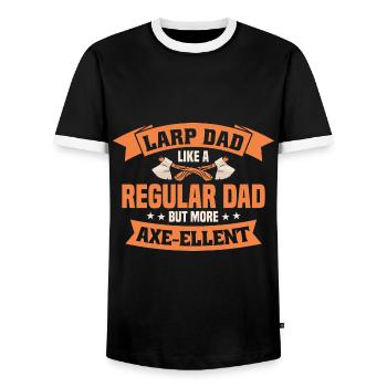 LARP live-action role-playing game - Men's Ringer Shirt - black/white - Front - AI Model Female 172 light (172cm) & AI Model Male 178 light (178cm)