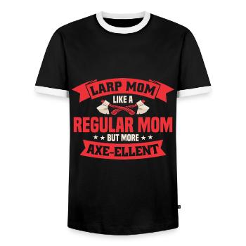 LARP live-action role-playing game - Men's Ringer Shirt - black/white - Front - AI Model Female 172 light (172cm) & AI Model Male 178 light (178cm)