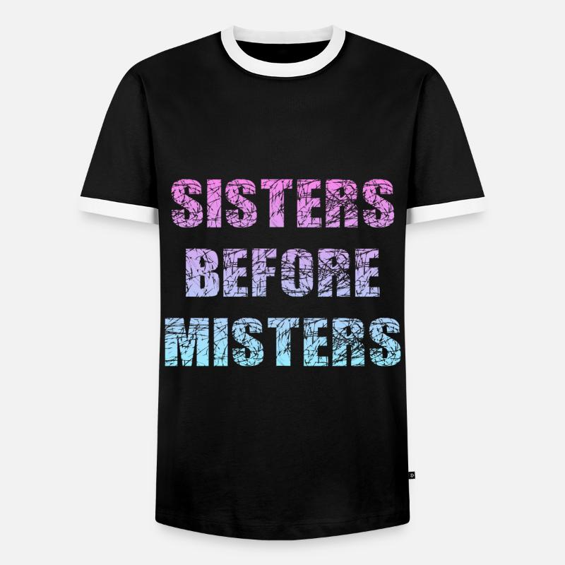sisters before misters - Männer Kontrast-T-Shirt - Schwarz/Weiß