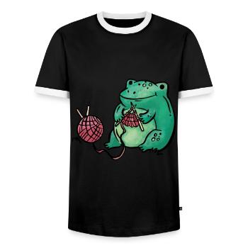 Grenouille tricot à la main - T-shirt contrasté Homme - noir/blanc - Devant - AI Model Female 172 light (172cm) & AI Model Male 178 light (178cm)