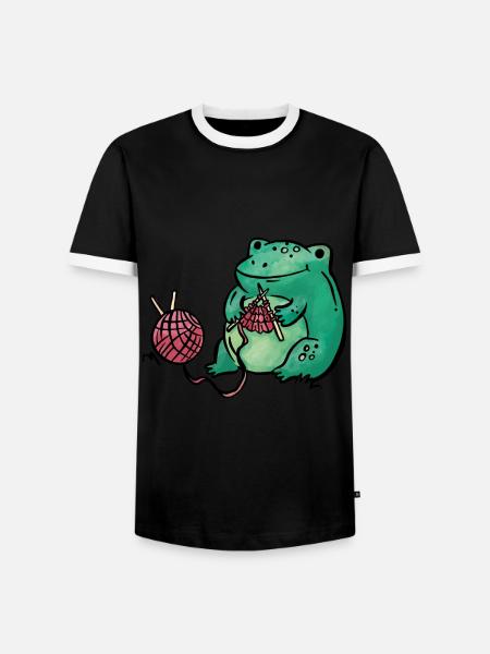 Frog Knitting Handmade - Men's Ringer Shirt - black/white