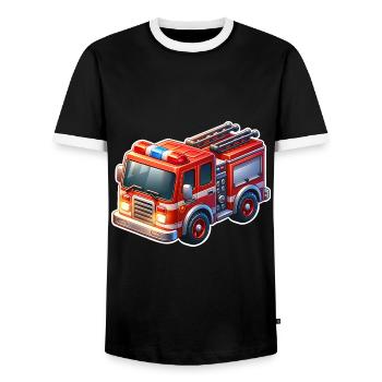 Fire brigade - Men's Ringer Shirt - black/white - Front - AI Model Female 172 light (172cm) & AI Model Male 178 light (178cm)